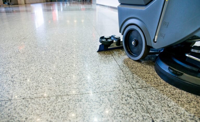 Floor Washing Machine Working in Lobby
